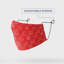 Load image into Gallery viewer, Canadian Themed Christmas Face masks with adjustable straps 4 Colours
