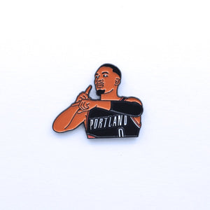 Damian Lillard Portland Trailblazers Soft Enamel Pin + 2 Stickers Gift Set