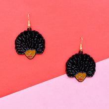 Load image into Gallery viewer, Curly Afro Earrings ( Black Girl Magic Earrings) + Stickers