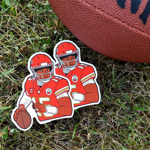 Patrick Mahomes Kansas City Chiefs soft enamel pin + stickers