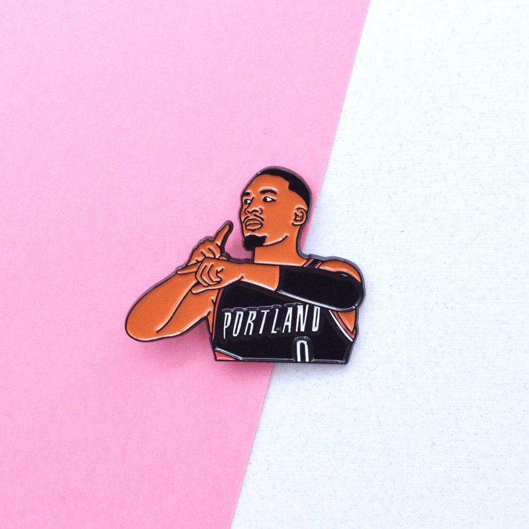 Damian Lillard Portland Trailblazers Soft Enamel Pin + 2 Stickers Gift Set