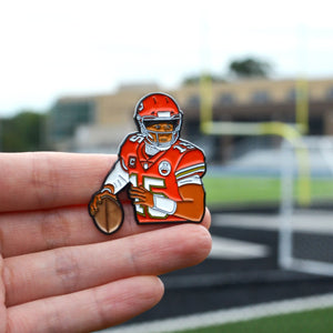 Patrick Mahomes Kansas City Chiefs soft enamel pin + stickers