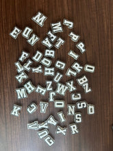 Load image into Gallery viewer, Charms for rubber clogs and Clogs A to Z and 0 - 9 Varsity Alphabet charms buy 5 get 1 free ( Glow in the Dark)