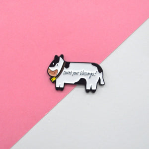 Cow Pin, Cownt Your Blessings enamel Pins & Stickers