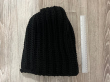 Load image into Gallery viewer, Handmade warm crochet Black beanie made in Canada ( 100% acrylic) . Warm Hat for winter