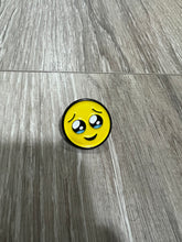 Load image into Gallery viewer, Teary eyed emoji enamel pin / face holding back tears emoji enamel pin