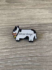 cownt your blessings cow enamel pin
