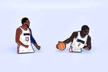 Load image into Gallery viewer, Paul George enamel pin and Kawhi Enamel pin for the clippers in white